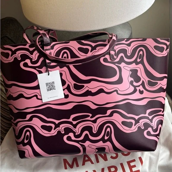 Authentic MANSUR GAVRIEL Leather Patterned Tote with large zip top wristlet - Picture 5 of 16